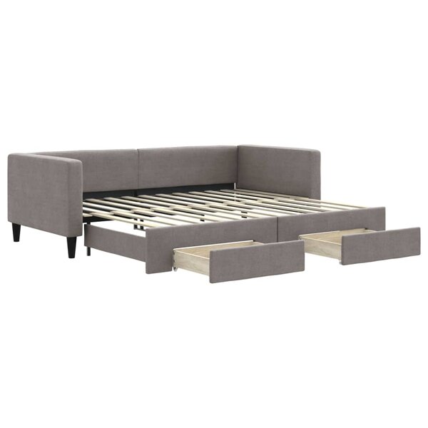 vidaXL Lit de jour avec gigogne et tiroirs taupe 90x200 cm tissu