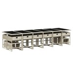 vidaXL Ensemble à manger de jardin et coussins 17 Pièces gris clair rotin