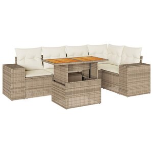 vidaXL Salon de jardin avec coussins 6 Pièces beige résine tressée
