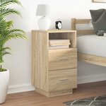 vidaXL Table de chevet avec 2 tiroirs chêne sonoma 36x36x68 cm