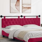 vidaXL Tête de lit suspendue Avec lumière LED Bordeaux Velours
