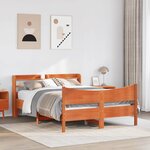 vidaXL Cadre de lit et tête de lit cire marron 120x200 cm bois de pin