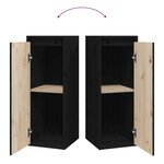 vidaXL Armoires murales 2 Pièces Noir 30x30x80 cm Bois de pin massif