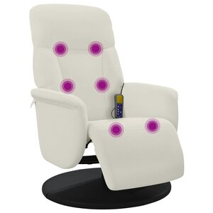 vidaXL Fauteuil inclinable de massage avec repose-pieds crème velours