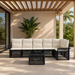 vidaXL Ensemble de canapé de jardin 7 pc Noir polyrotin