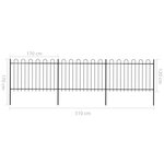 vidaXL Clôture de jardin avec dessus en cerceau Acier 5 1 x 1 2 m Noir