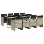 vidaXL Ensemble à manger de jardin et coussins 9 Pièces gris clair rotin