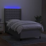 vidaXL Sommier à lattes de lit matelas LED Gris clair 90x190cm Tissu