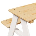 vidaXL Table et bancs pour enfants IRUN blanc 90x79 5x50cm bois massif