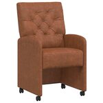 vidaXL Chaises de Salle à Manger avec Roues 2 pc Faux cuir Marron