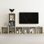 vidaXL Ensemble de meubles TV 3 Pièces Blanc chêne sonoma Bois ingénierie