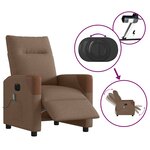 vidaXL Fauteuil inclinable de massage électrique marron tissu