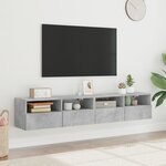 vidaXL Meubles TV muraux 2 Pièces gris béton 80x30x30cm bois d'ingénierie