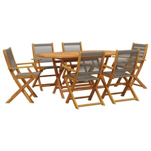vidaXL Ensemble à manger de jardin 7Pièces gris polypropylène bois massif
