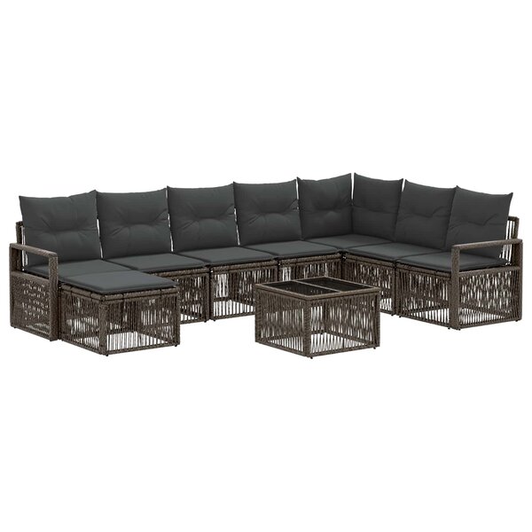 vidaXL Ensemble de canapé de jardin 9 Pièces Gris polyrotin
