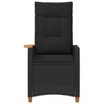 vidaXL Chaise inclinable avec plateau à thé Noir 62 x 64 x 112 cm