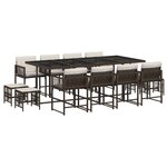 vidaXL Ensemble à manger de jardin avec coussins 13 Pièces marron rotin