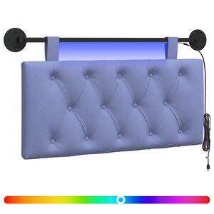 vidaXL Tête de lit suspendue Avec lumière LED Bleu denim Tissu