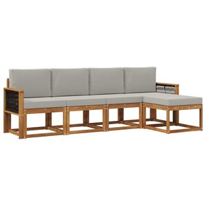 vidaXL Ensemble de canapés d'extérieur 5 pc Naturel et gris clair