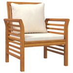 vidaXL Chaises de canapé et coussins blanc crème lot de 2 Bois acacia