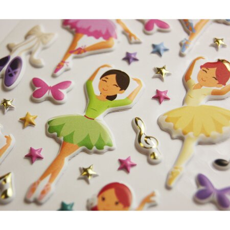 Scène à décorer pour enfants - Cours de danse - Stickers Puffies