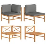 vidaXL Salon de jardin 2 Pièces avec coussins gris foncé Bois de teck