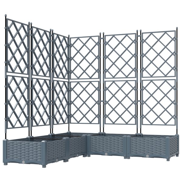 vidaXL Jardinière avec Treillis 5 Pièces Gris clair 120x120x125.5 cm