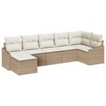 vidaXL Ensemble de canapé de jardin 7 Pièces Beige Poly rotin