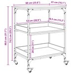 vidaXL Chariot de cuisine Chêne Sonoma 60 x 41 x 80 5 cm