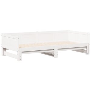 vidaXL Lit d'appoint extractible Blanc 90x200 cm Bois Massif Pin