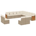 vidaXL Salon de jardin avec coussins 13 Pièces beige résine tressée