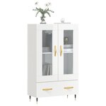 vidaXL Buffet haut blanc brillant 69 5x31x115 cm bois d'ingénierie