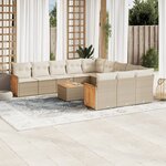 vidaXL Salon de jardin avec coussins 12 Pièces beige résine tressée