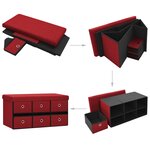 vidaXL Banc de rangement pliable Bordeaux 76x38x38 cm Faux lin