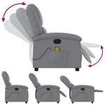 vidaXL Fauteuil de massage inclinable Gris clair Tissu
