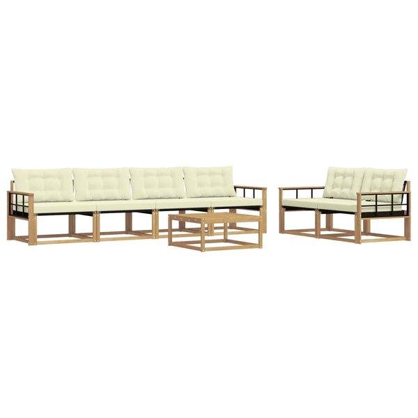 vidaXL Ensemble de canapés d'extérieur 7 Pièces Blanc et crème