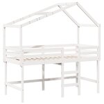 vidaXL Lit superposé et échelle et toit blanc 90x200cm bois pin massif