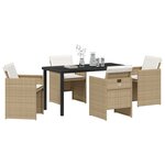 vidaXL Ensemble de salle à manger pour jardin 5 Pièces Beige Poly rotin