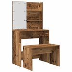 vidaXL Ensemble de coiffeuse avec LED vieux bois bois d'ingénierie