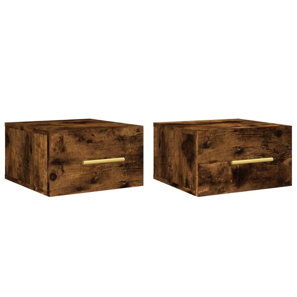 vidaXL Tables de chevet murales 2 Pièces chêne fumé 35x35x20 cm