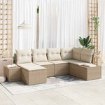 vidaXL Ensemble de canapé de jardin 6 Pièces Beige et crème. Poly rotin