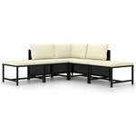 vidaXL Salon de jardin 5 Pièces avec coussins Noir Résine tressée