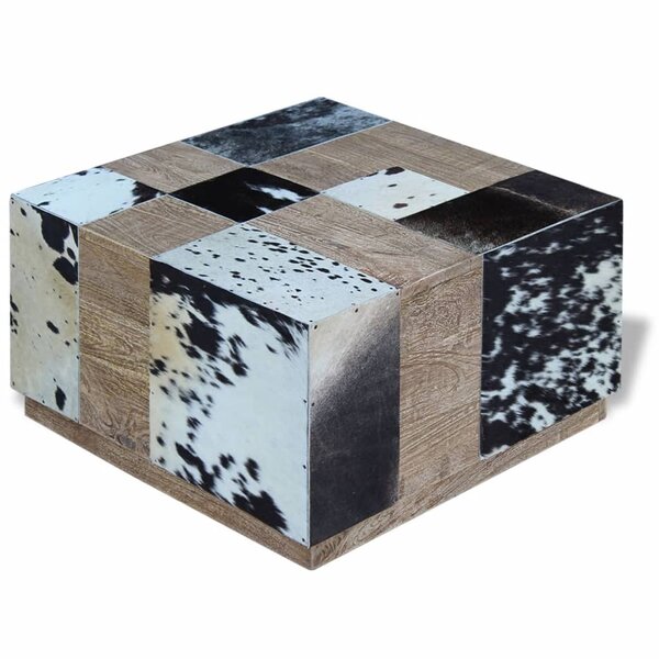 vidaXL Table basse Cuir de vache 60 x 60 x 36 cm