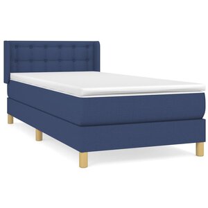 vidaXL Sommier à lattes de lit avec matelas Bleu 90x190 cm Tissu
