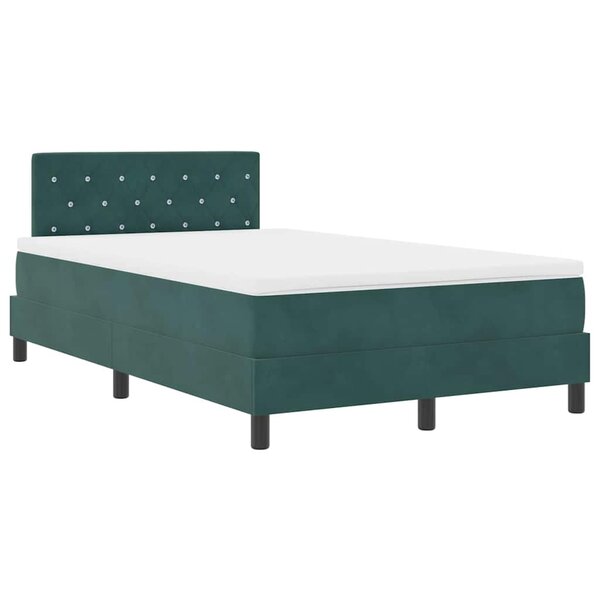 vidaXL Lit à ressort LED avec matelas Vert foncé 120 x 200 cm Velours
