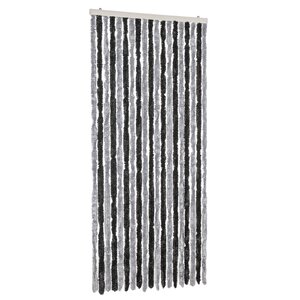vidaXL Rideau anti-mouches gris et noir 56x200 cm chenille
