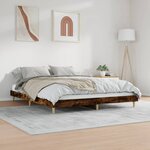 vidaXL Cadre de lit sans matelas chêne fumé 150x200 cm bois ingénierie