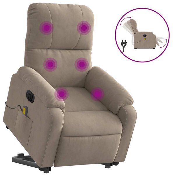 vidaXL Fauteuil inclinable de massage électrique taupe