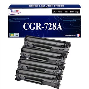 T3AZUR -4x Toners compatibles avec Canon 728 (3500B002) pour Canon MF4580  MF4580DN  MF4730  MF4750  MF4780W  MF4870DN  MF4890DW