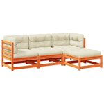 vidaXL Salon de jardin 4 Pièces avec coussins cire marron bois pin massif